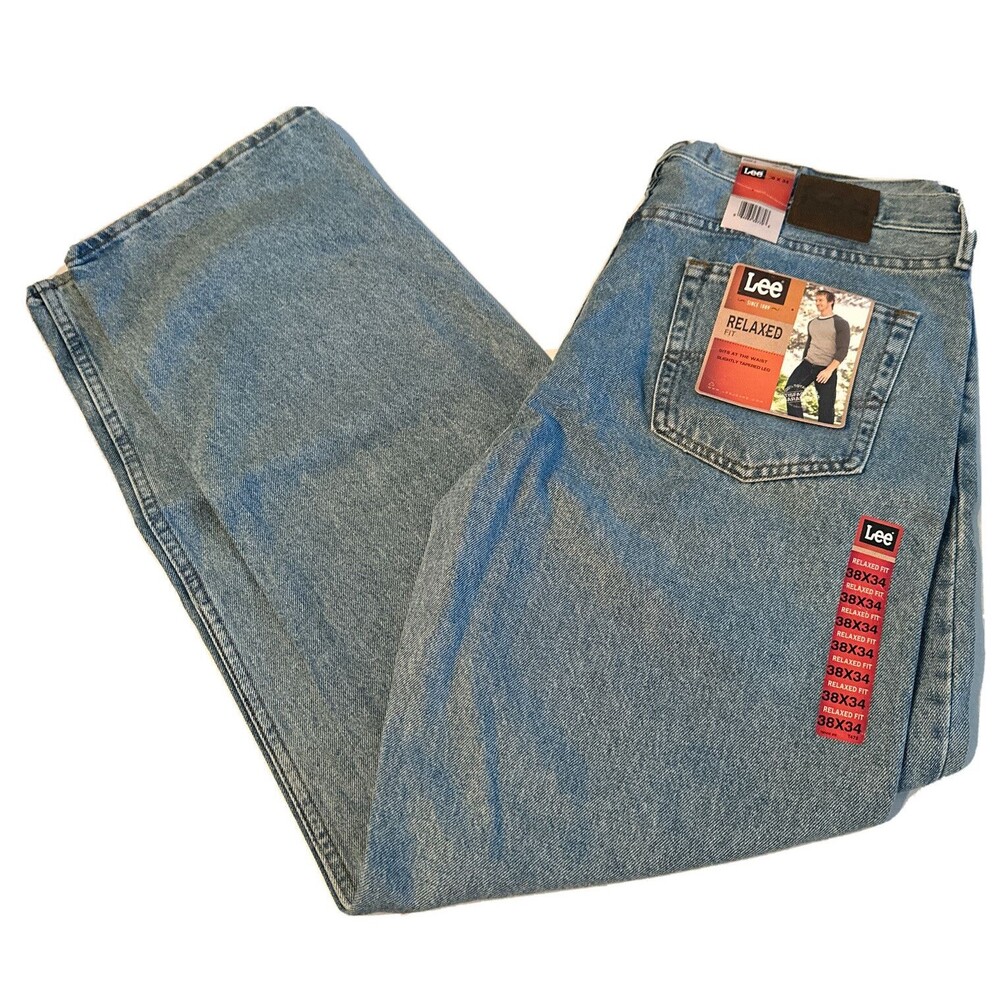 Lee Men's Relaxed Fit Slight Tapered Leg Jeans Light Stone 38 x 34 NWT 2055516